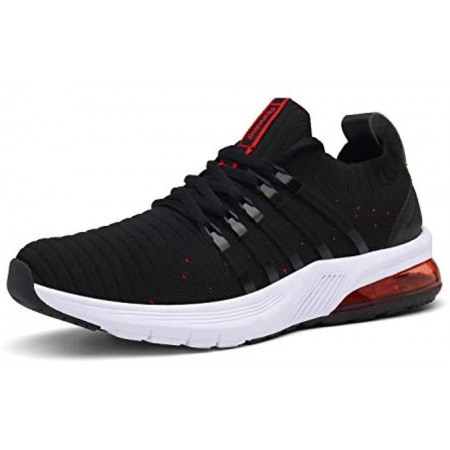 Men's Sport Trail Running Shoes Black-Red Comfortable Mens Sneakers