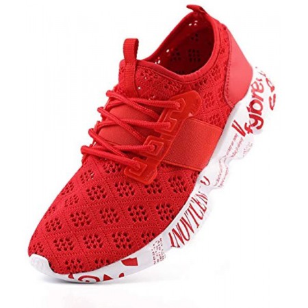 Men's Lightweight Breathable Mesh Street Sport Walking Shoes Casual Sneakers for Sports Gym Walking Red